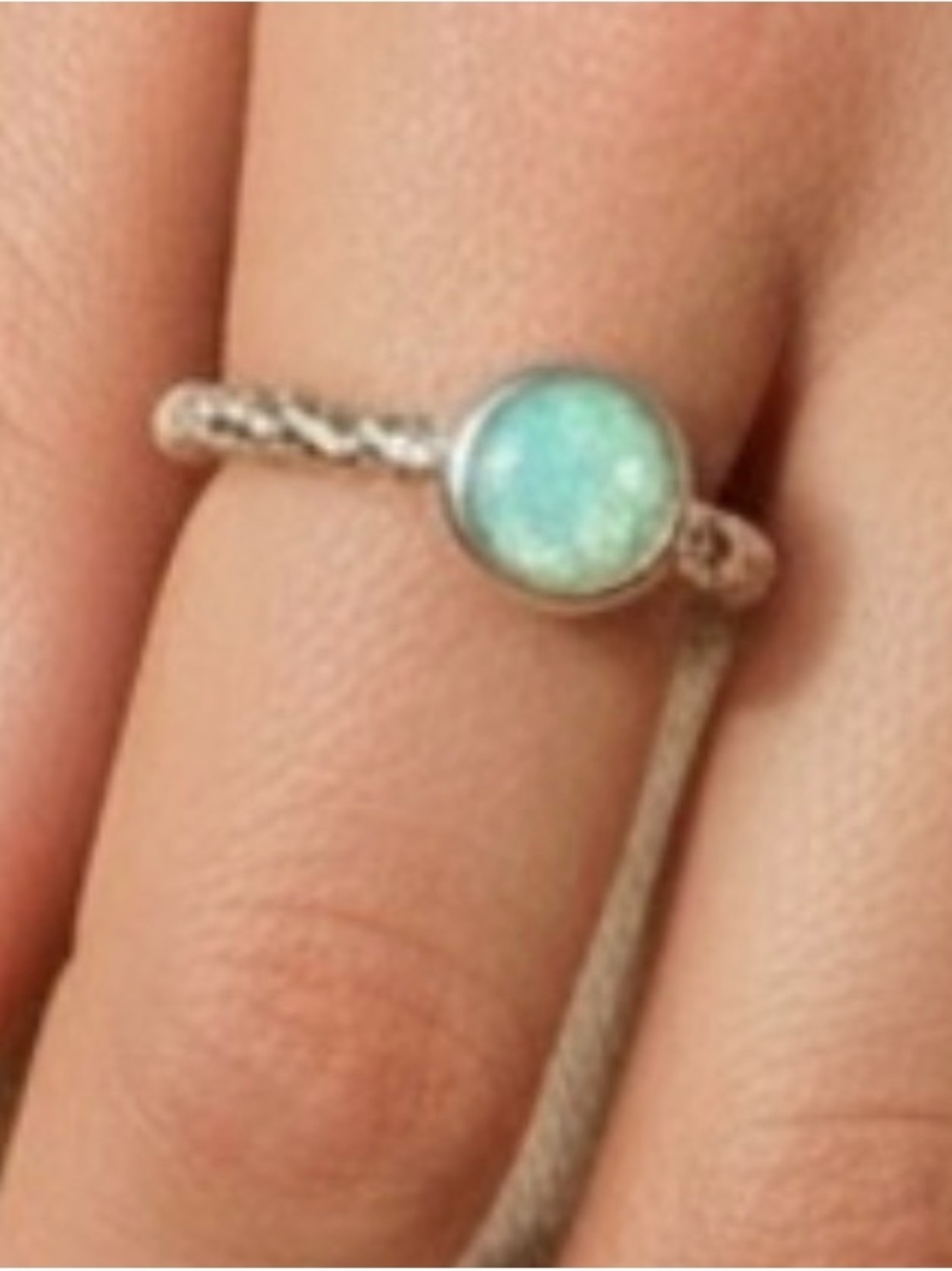 Silver Ring with Turquoise Stone - Women's Elegant Band